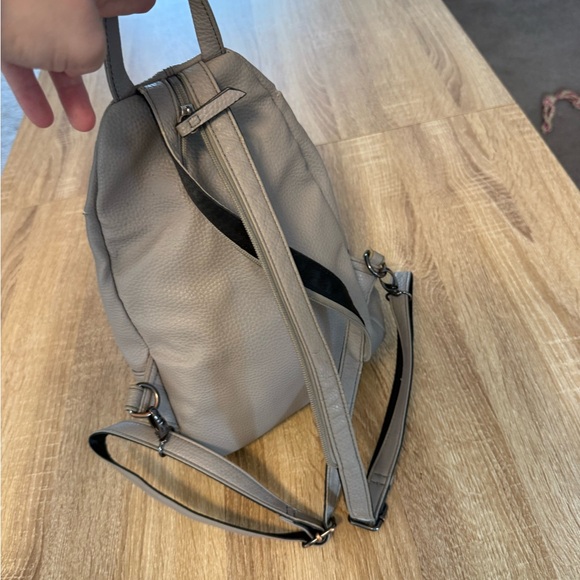 Compact Neutral Leather Mini Backpack - Picture 4 of 7